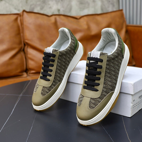 CD HOMME SNEAKERS OLIVE CALFSKIN AND JACQUARD