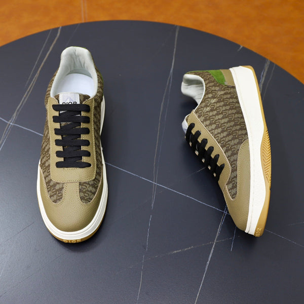 CD HOMME SNEAKERS OLIVE CALFSKIN AND JACQUARD