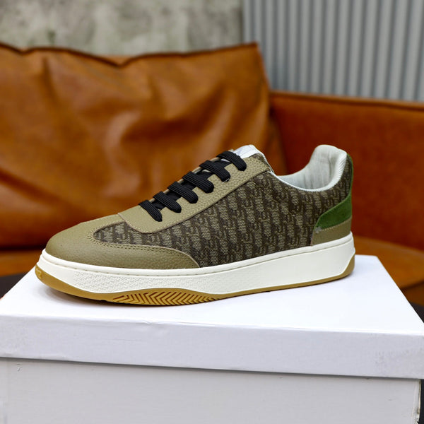 CD HOMME SNEAKERS OLIVE CALFSKIN AND JACQUARD