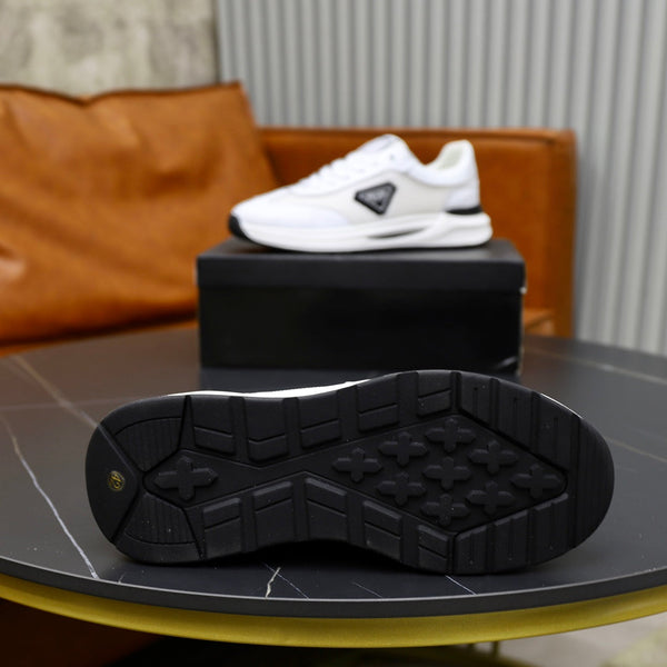 PRA SNEAKER IN WHITE CALFSKIN AND MESH FABRIC