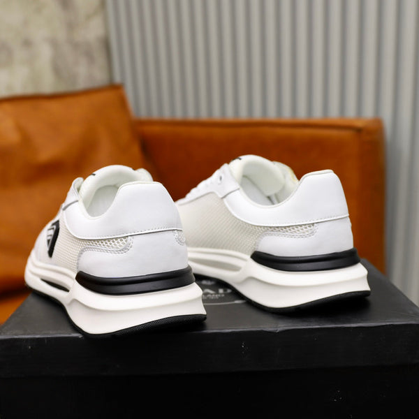 PRA SNEAKER IN WHITE CALFSKIN AND MESH FABRIC