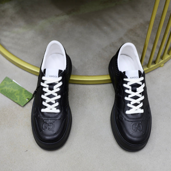 GG Men's Sneaker Black Cowhide Embossed 523163
