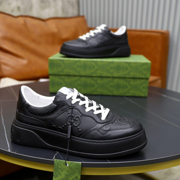 GG Men's Sneaker Black Cowhide Embossed 523163