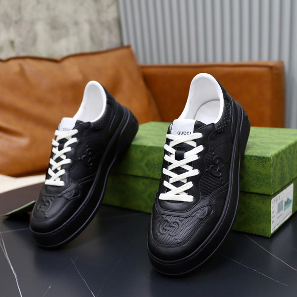 GG Men's Sneaker Black Cowhide Embossed 523163