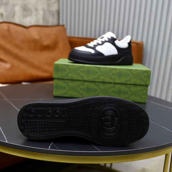 GG Men's Sneaker Black White Cowhide Embossed 523164