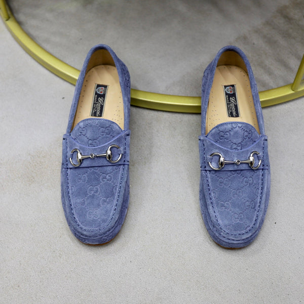GG Men's Horsebit Loafer Blue Suede 600387