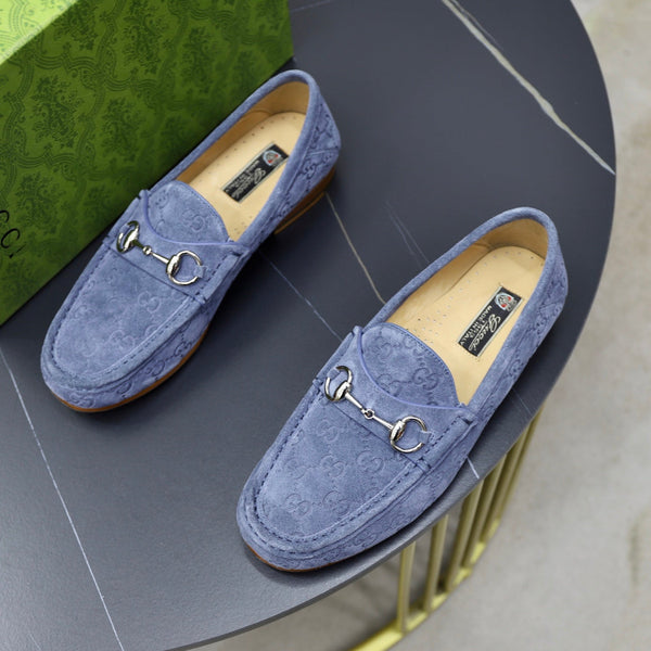 GG Men's Horsebit Loafer Blue Suede 600387
