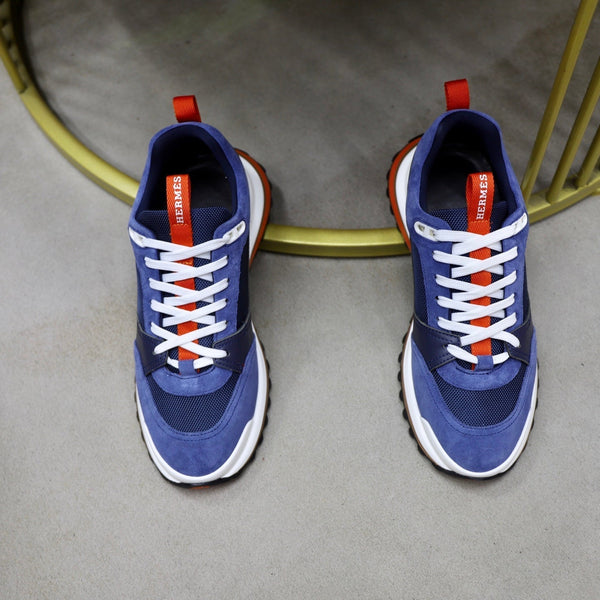 HM Men's Leader Sneaker Blue Suede Calfskin 747918