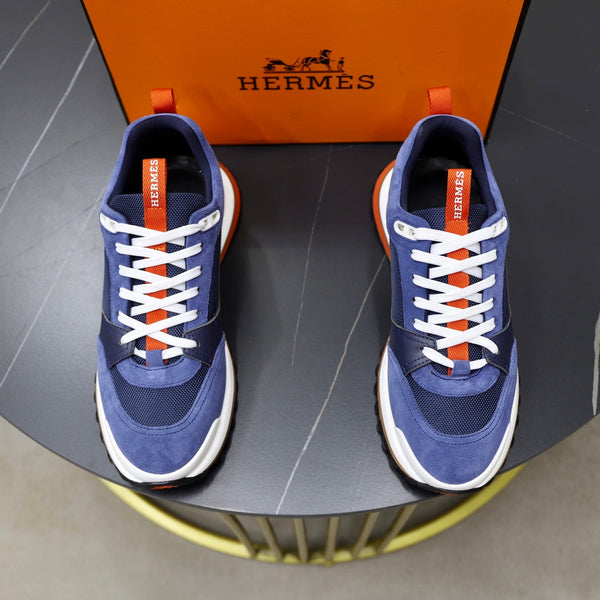 HM Men's Leader Sneaker Blue Suede Calfskin 747918