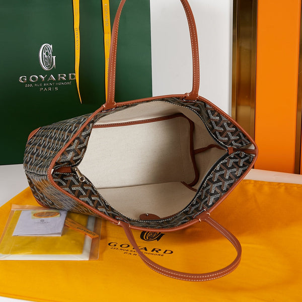 SAINT LOUIS PM 30 IN TELA GOYARDINE NERA E PELLE DI VITELLO TAN