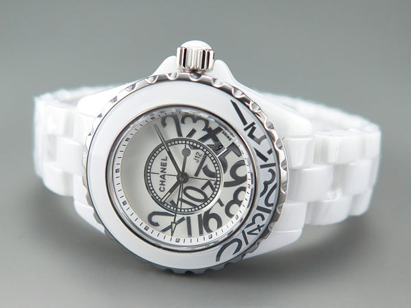 J12 Date Quartz White Ceramic Stainless Graffiti Limited
