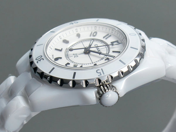 J12 Date Quarzo Ceramica Bianca Numeri Neri Quadrante Bianco