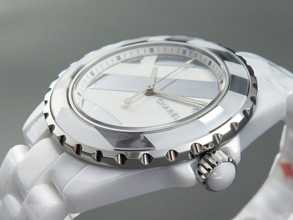 J12 38mm Automatic Limited Untitled H5582 White Ceramic Black White Dial