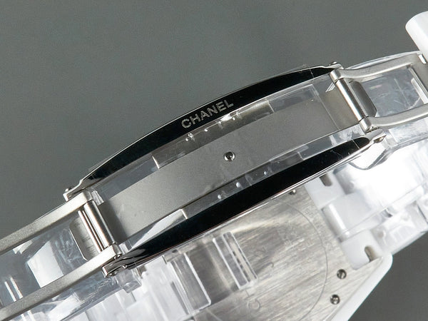 J12 Automatic White Ceramic Pink Diamond Numerals White Dial