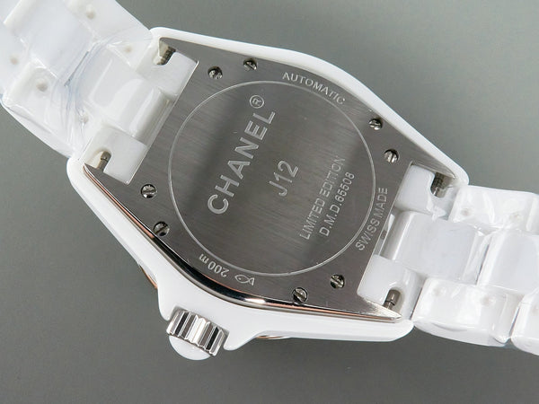 J12 Date Automatico Ceramica Bianca Numeri Blu Quadrante Bianco