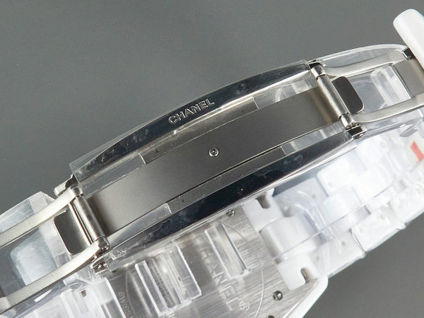 J12 Date Automatico Ceramica Bianca Numeri Blu Quadrante Bianco