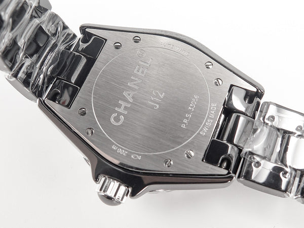 J12 Date Automatic Black Ceramic White Numerals Black Dial White Steel Hands