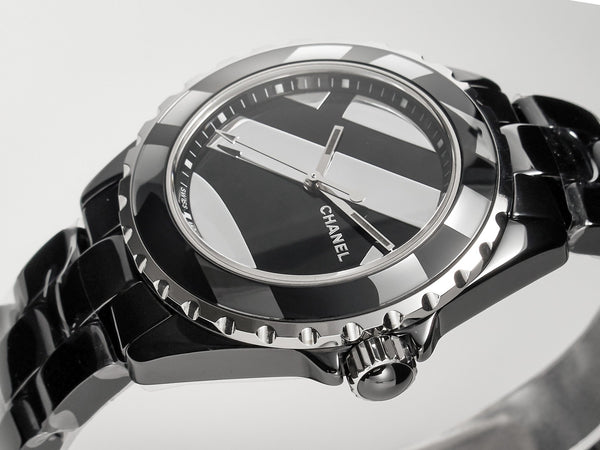 J12 38mm Automatic Limited Untitled H5582 Black Ceramic Black Steel Dial