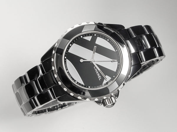 J12 38mm Automatic Limited Untitled H5582 Black Ceramic Black Steel Dial