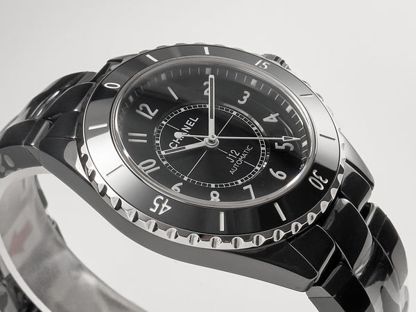 J12 Date Automatic Black Ceramic White Numerals Black Dial Black Steel Hands