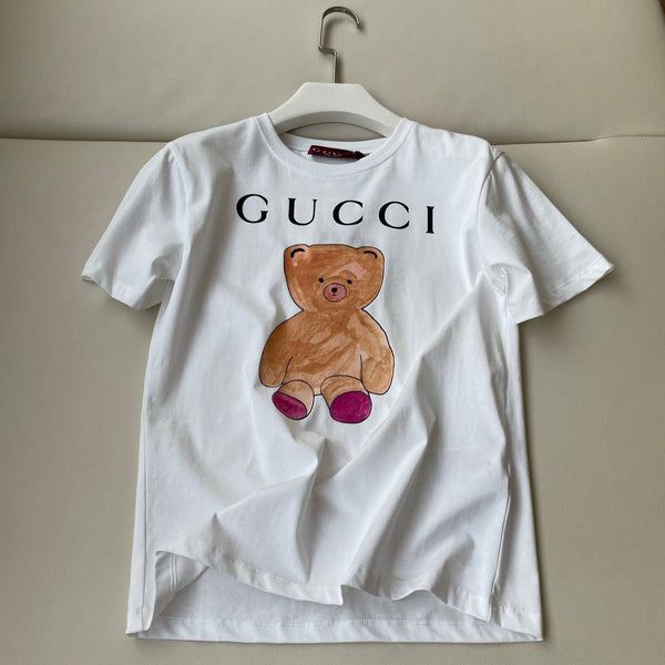 Maglietta Gucci 25 Bear in cotone bianco marrone