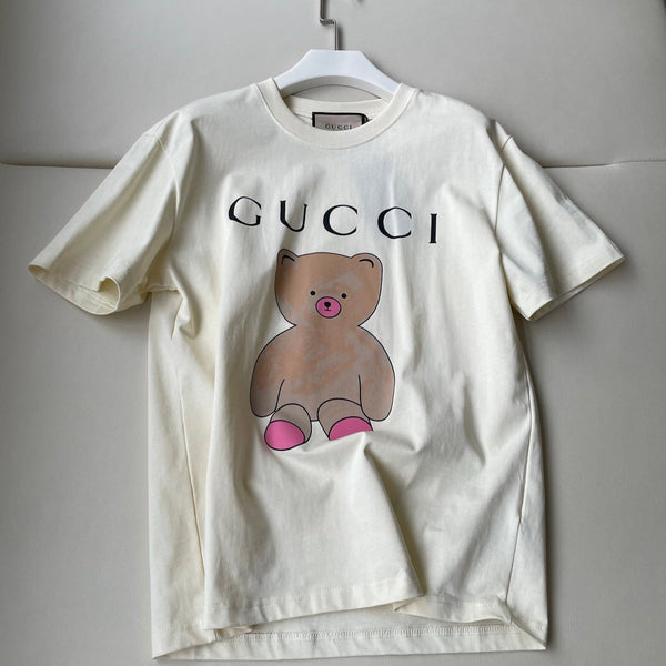Maglietta Gucci 25 Bear in cotone marrone avorio