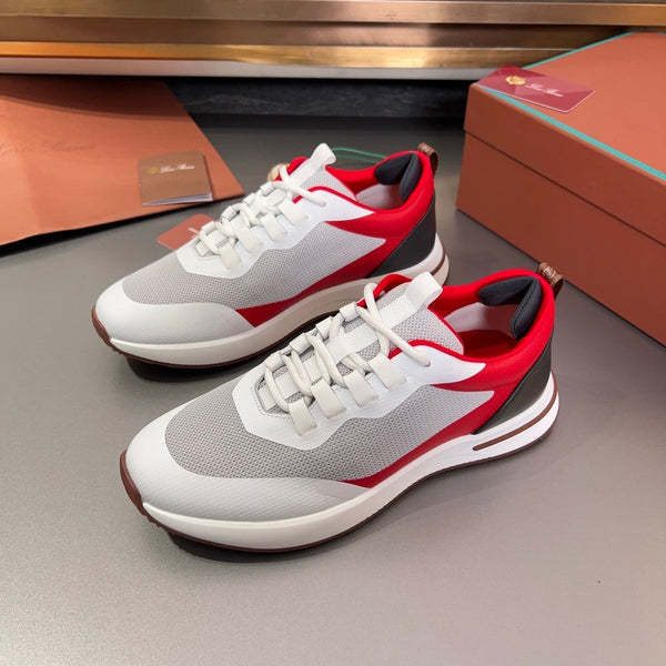 LP BRUNELLO SNEAKERS GRIGIO CHIARO E ROSSO MESH TRASPIRANTE