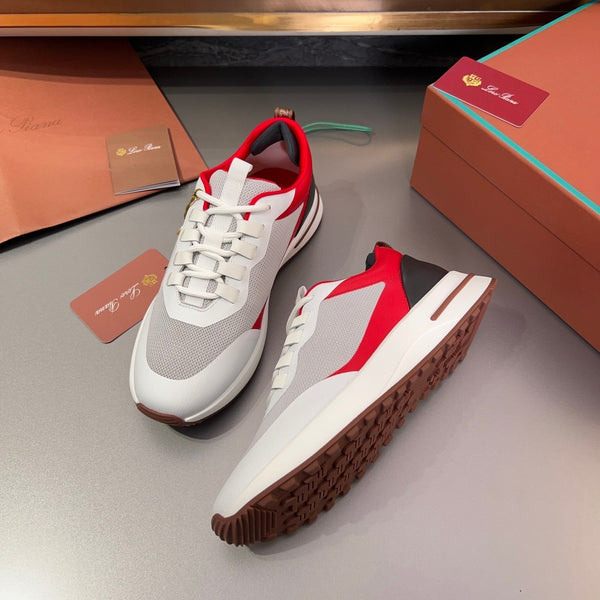 LP BRUNELLO SNEAKERS GRIGIO CHIARO E ROSSO MESH TRASPIRANTE