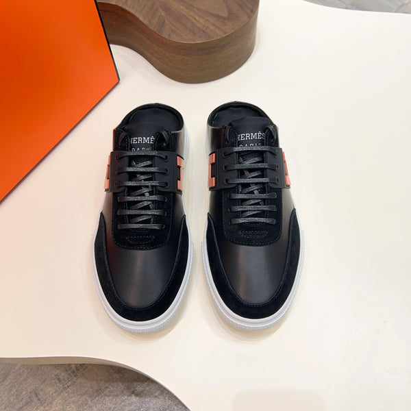 HM Men's Keep Mule Pelle di vitello scamosciata nera 651997