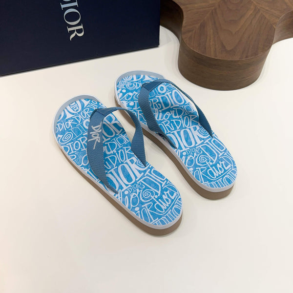 CD Alias Thong Sandals Blue Print Fabric 639094