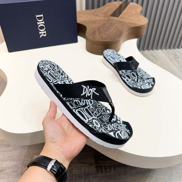 CD Alias Thong Sandals Black Print Fabric 639095