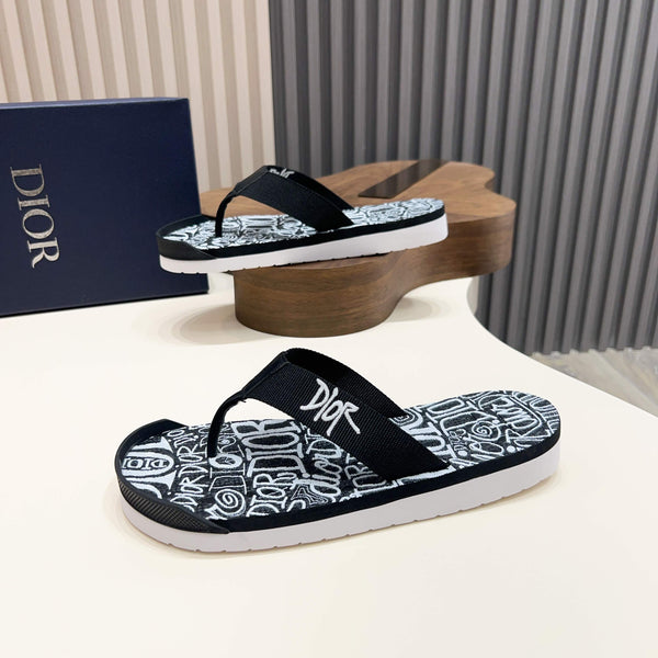 CD Alias Thong Sandals Black Print Fabric 639095