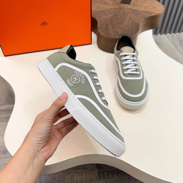 HM Men's Get Sneaker Light Green Cowhide Canvas 723511