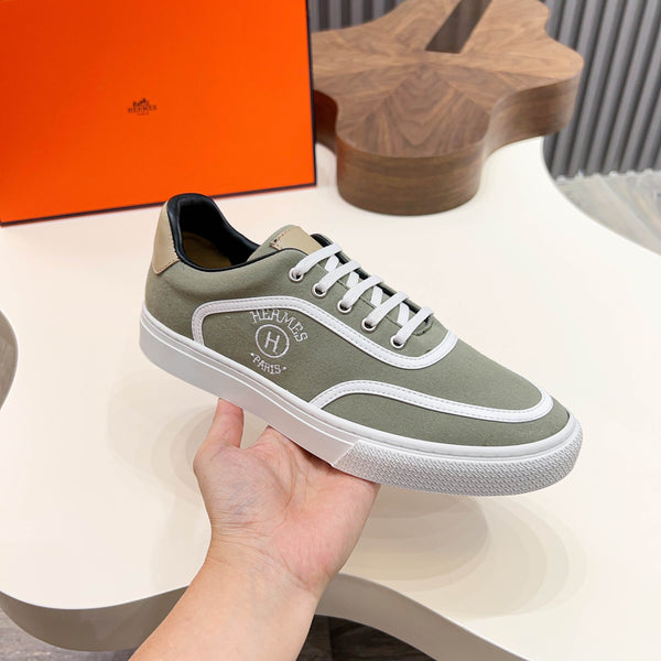 HM Men's Get Sneaker Light Green Cowhide Canvas 723511