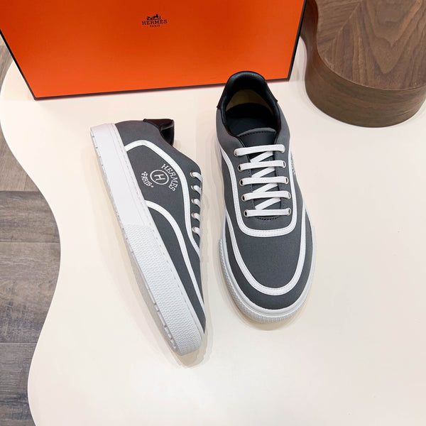 HM Men's Get Sneaker Grey Cowhide Canvas 723509