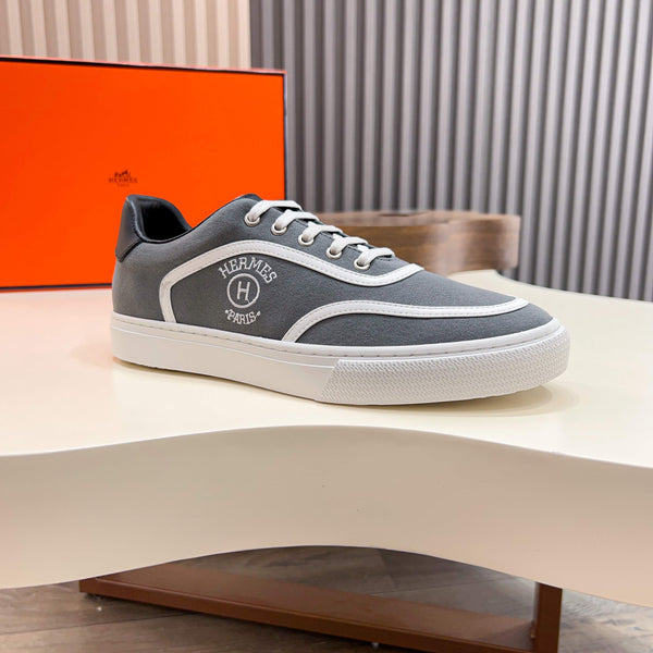 HM Men's Get Sneaker Grey Cowhide Canvas 723509
