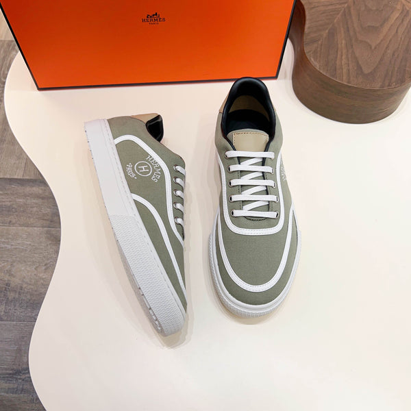 HM Men's Get Sneaker Light Green Cowhide Canvas 723511