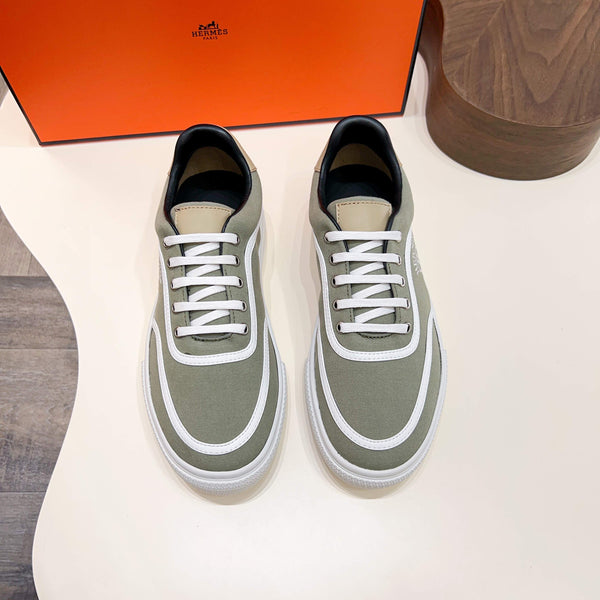 HM Men's Get Sneaker Light Green Cowhide Canvas 723511