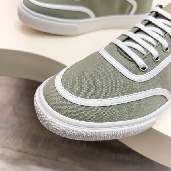 HM Men's Get Sneaker Light Green Cowhide Canvas 723511