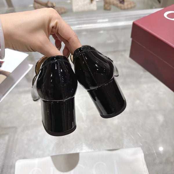 GG Women's Loafer Pump 55mm Horsebit Black Patent leather 502603