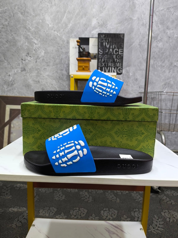 GG Men's Slide Blue Sheepskin Rubber 540049