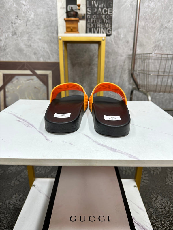 GG Men's Slide Orange Sheepskin Rubber 540093