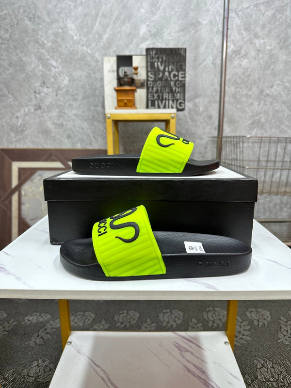 GG Men's Slide Green Sheepskin Rubber 540095