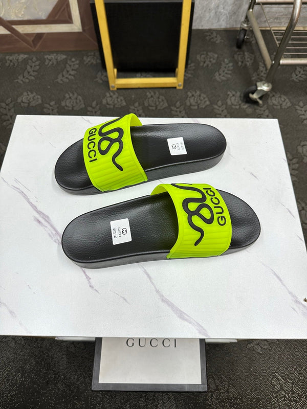 GG Men's Slide Green Sheepskin Rubber 540095