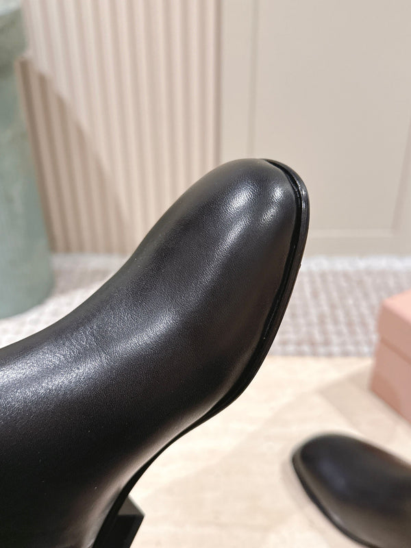 Miu Miu Pair Fumé Booties Ankle Boots Dark Brown Calf Leather 533040