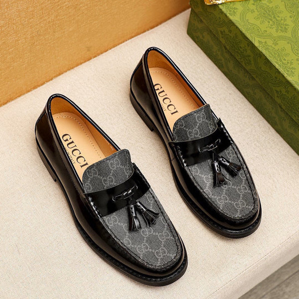 GG Men's Loafer Black Canvas Cowhide 720625