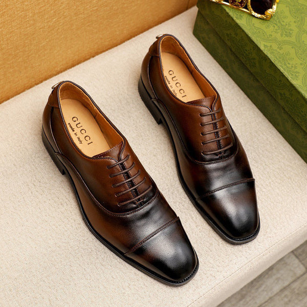 GG Men's Dress Shoe Brown Mix Black Calfskin 742980