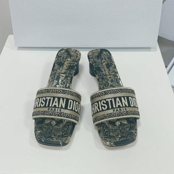 cd dway slide 35 gold-tone black cotton embroidery flower motif