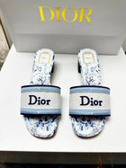 CD 26s Floral Embroidered Sandals White Blue Canvas 683028