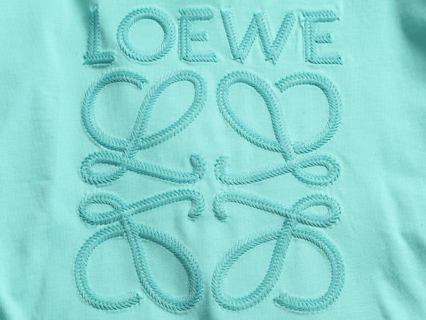 Loewe Men Logo Loose-Fit T-Shirt Light Blue Cotton